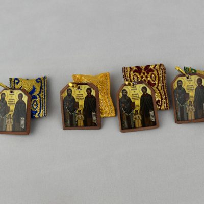 Alternative view of Φυλαχτό Ορθόδοξο Υφασμάτινο με τον Άγιο Ραφαήλ-Νικόλαο και Αγία Ειρήνη