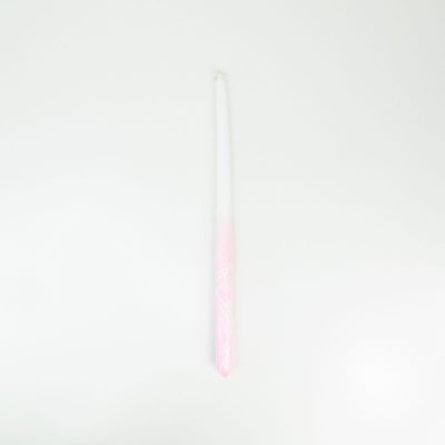 Λαμπάδα μισή λευκή μισή ροζ "μάρμαρο" 40εκ.