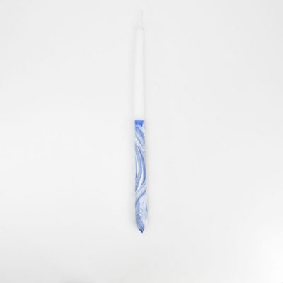 Λαμπάδα μισή μπλέ μισή λευκό μάρμαρο 40εκ.